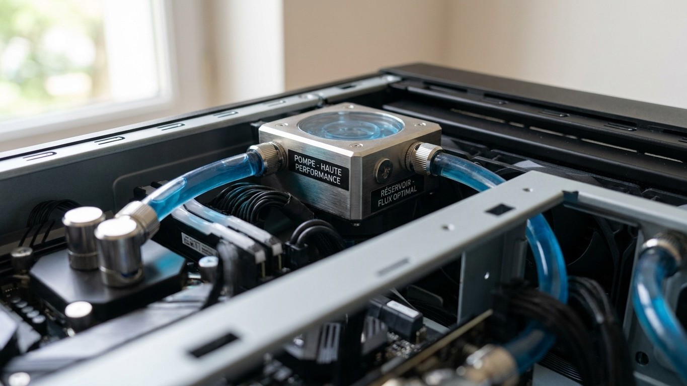 J'ai monté mon watercooling avec la pompe tout en haut juste pour dégager le boîtier : quelques jours plus tard, un grogne...